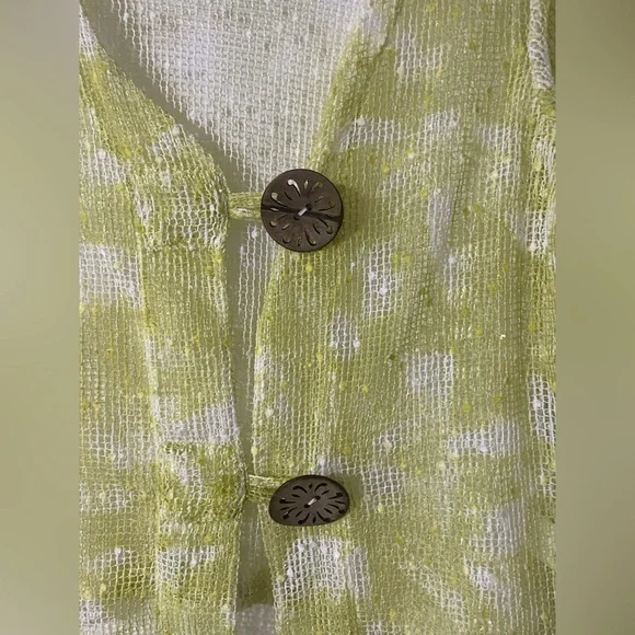 NINA LEONARD Coconut Button Knit Bolero Jacket Medium Crochet Beach Summer - Picture 3 of 8